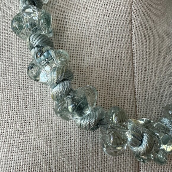 Baby Blue Aquamarine Single Strand Chunky Glass Bead Statement Necklace FRANCE - Picture 4 of 7